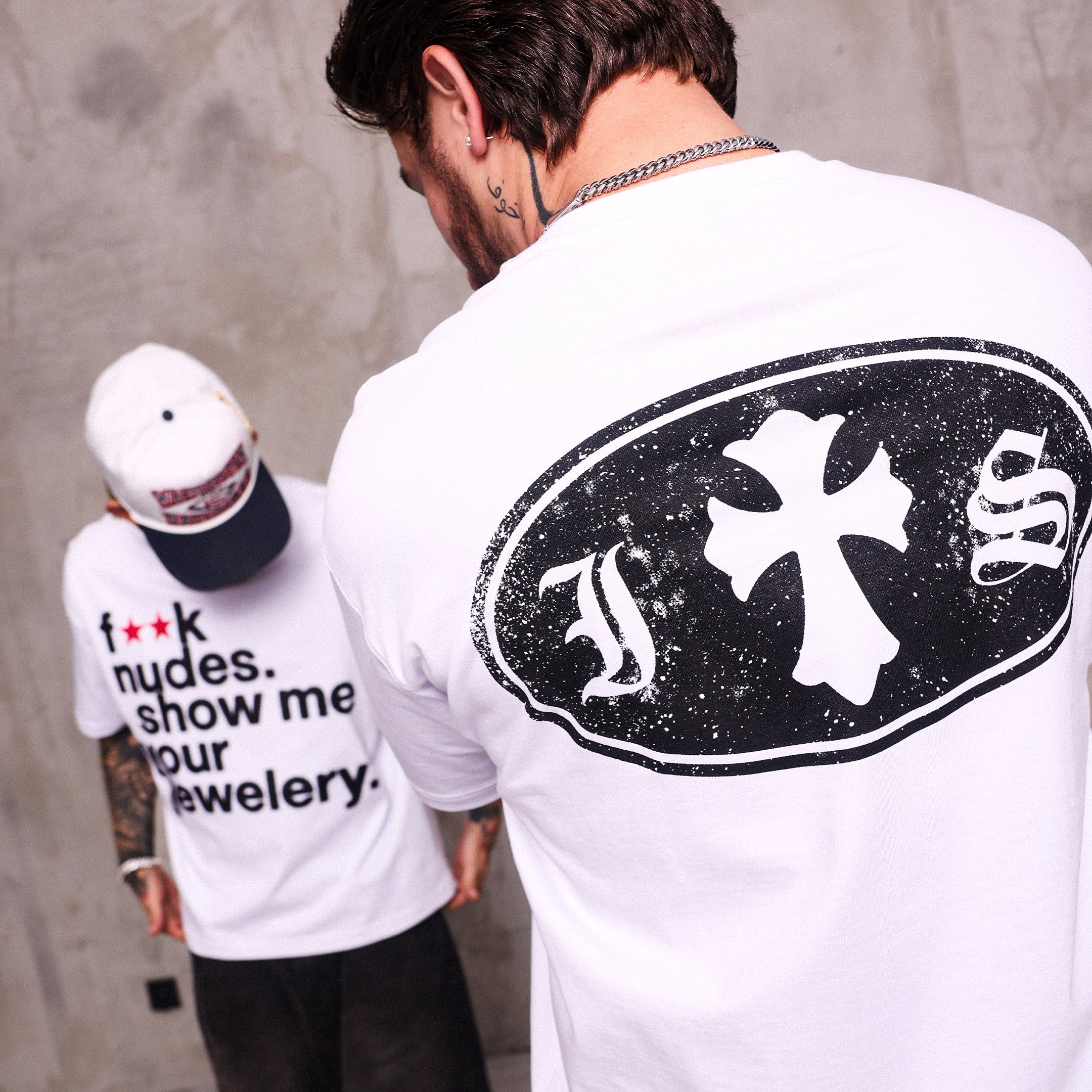IS Gothic Cross White Boxy Fit T-Shirt