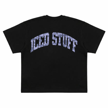 ICED STUFF Camo Black Boxy Fit T-Shirt