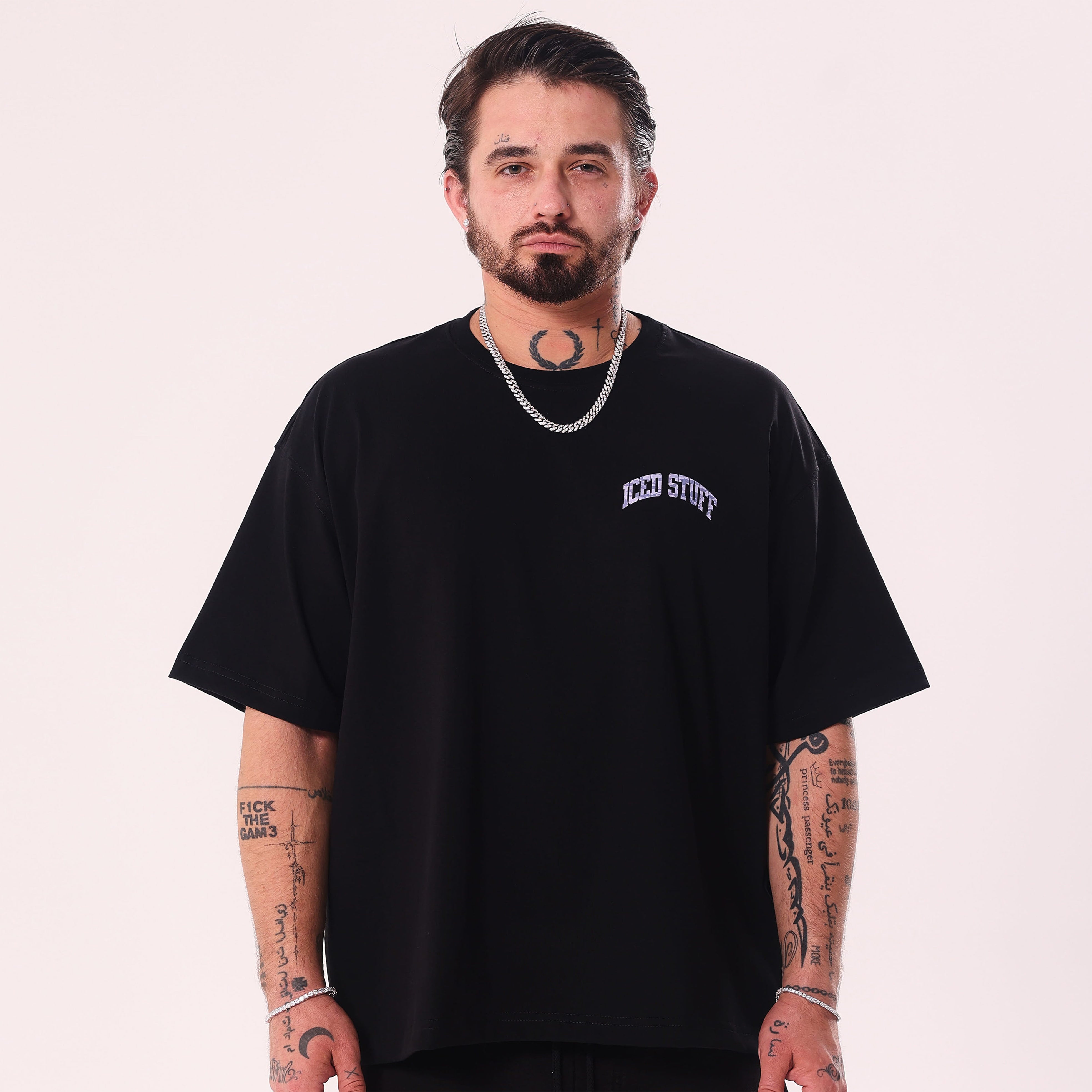 ICED STUFF Camo Black Boxy Fit T-Shirt
