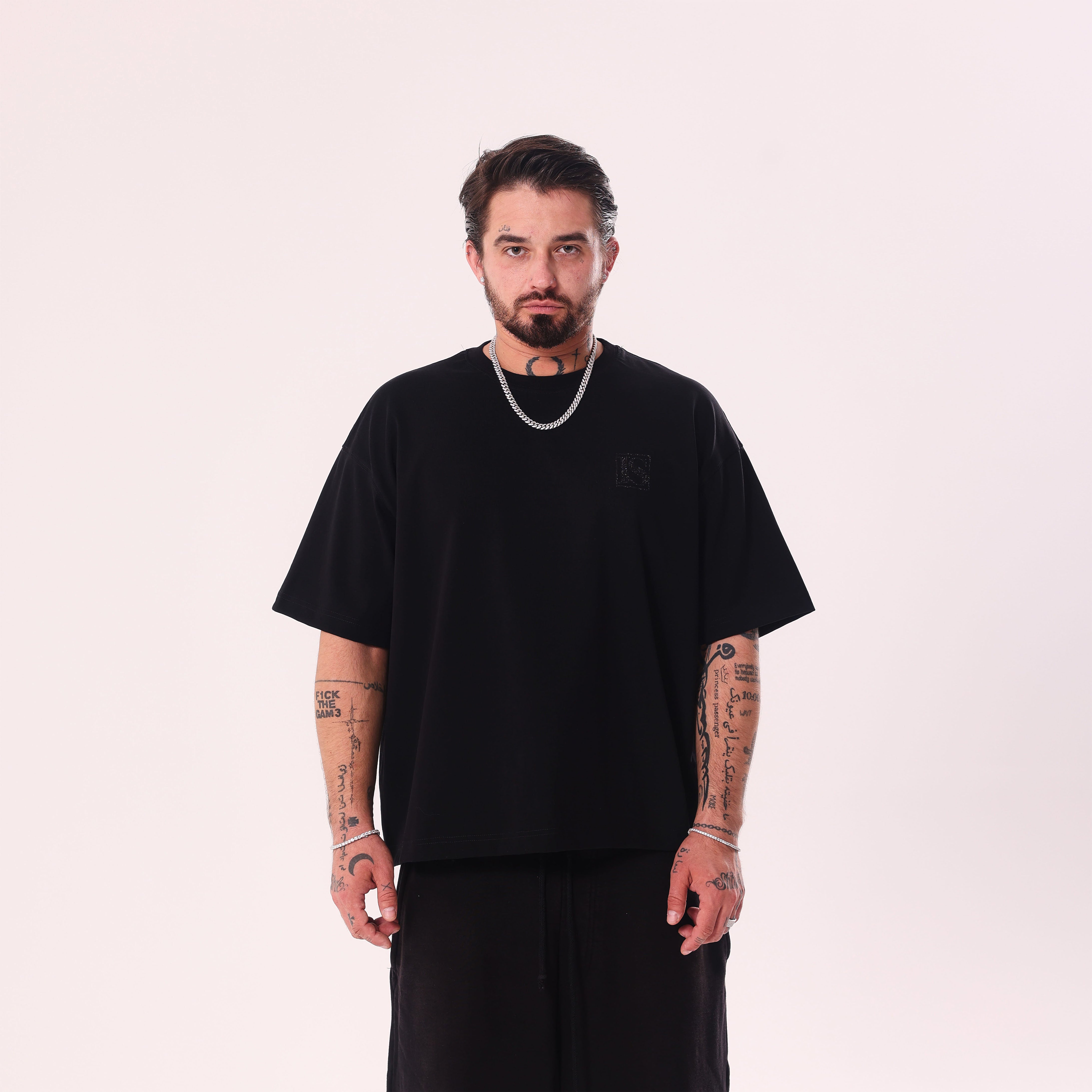 Crystal Graffiti Black Boxy Fit T-Shirt