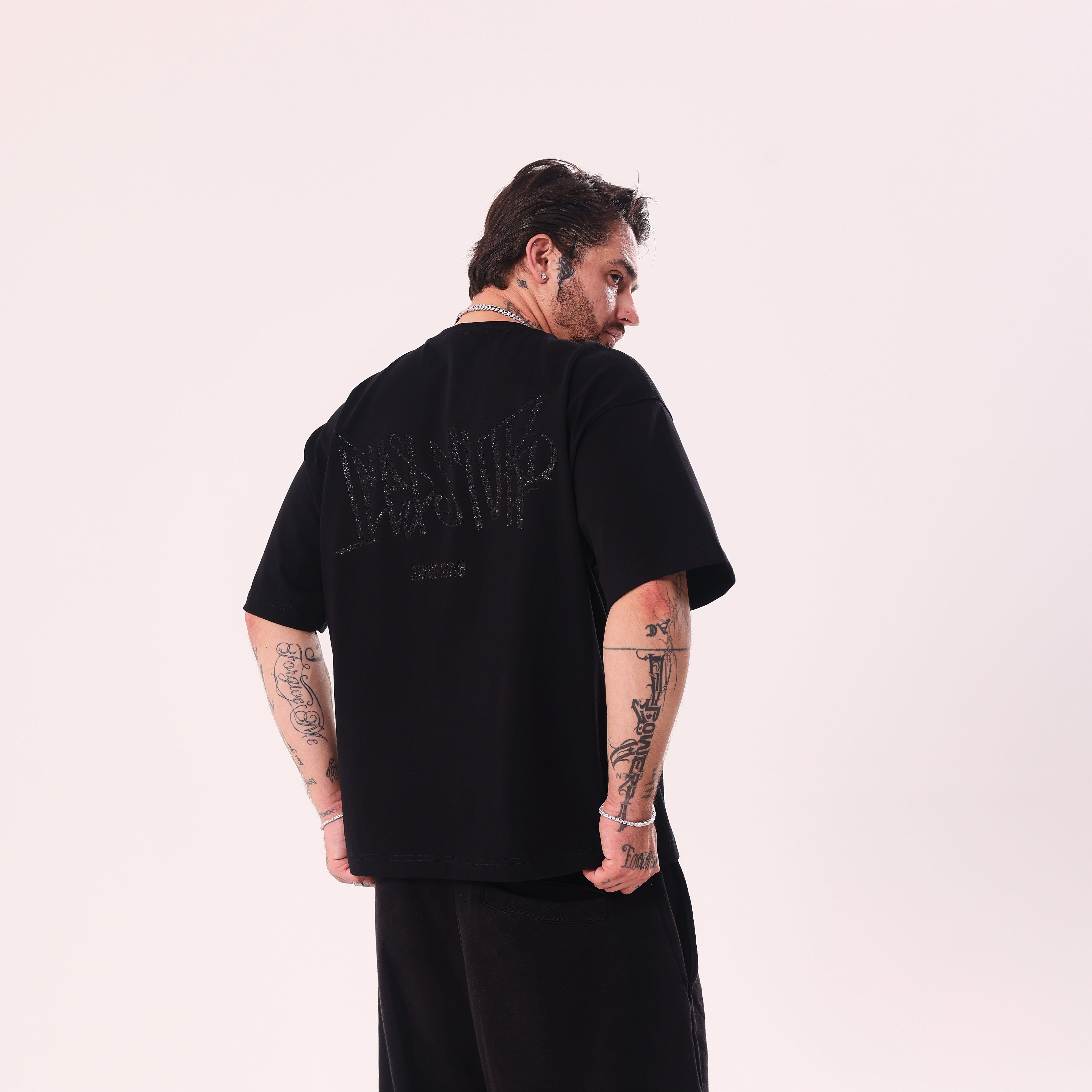 Crystal Graffiti Black Boxy Fit T-Shirt