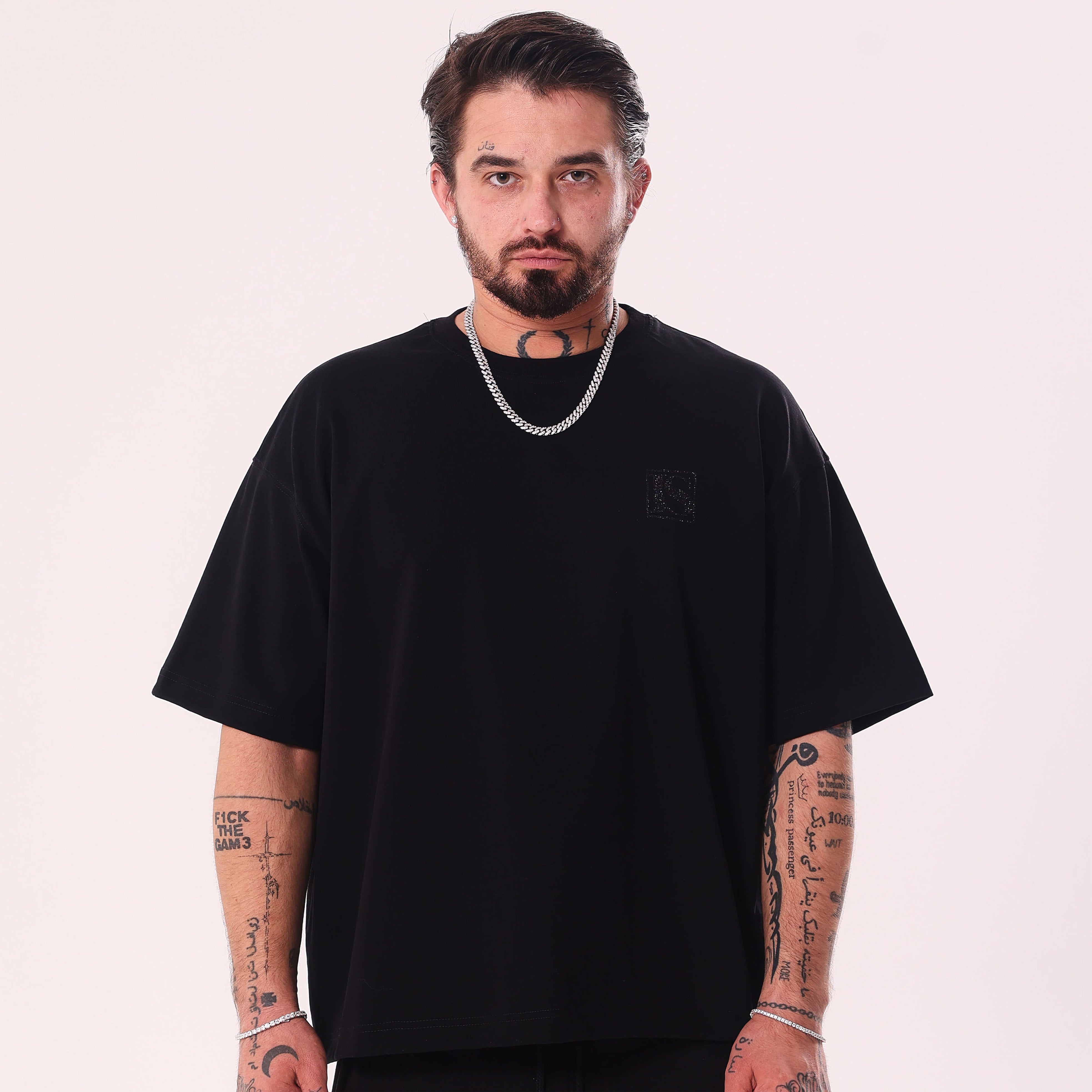 Crystal Graffiti Black Boxy Fit T-Shirt
