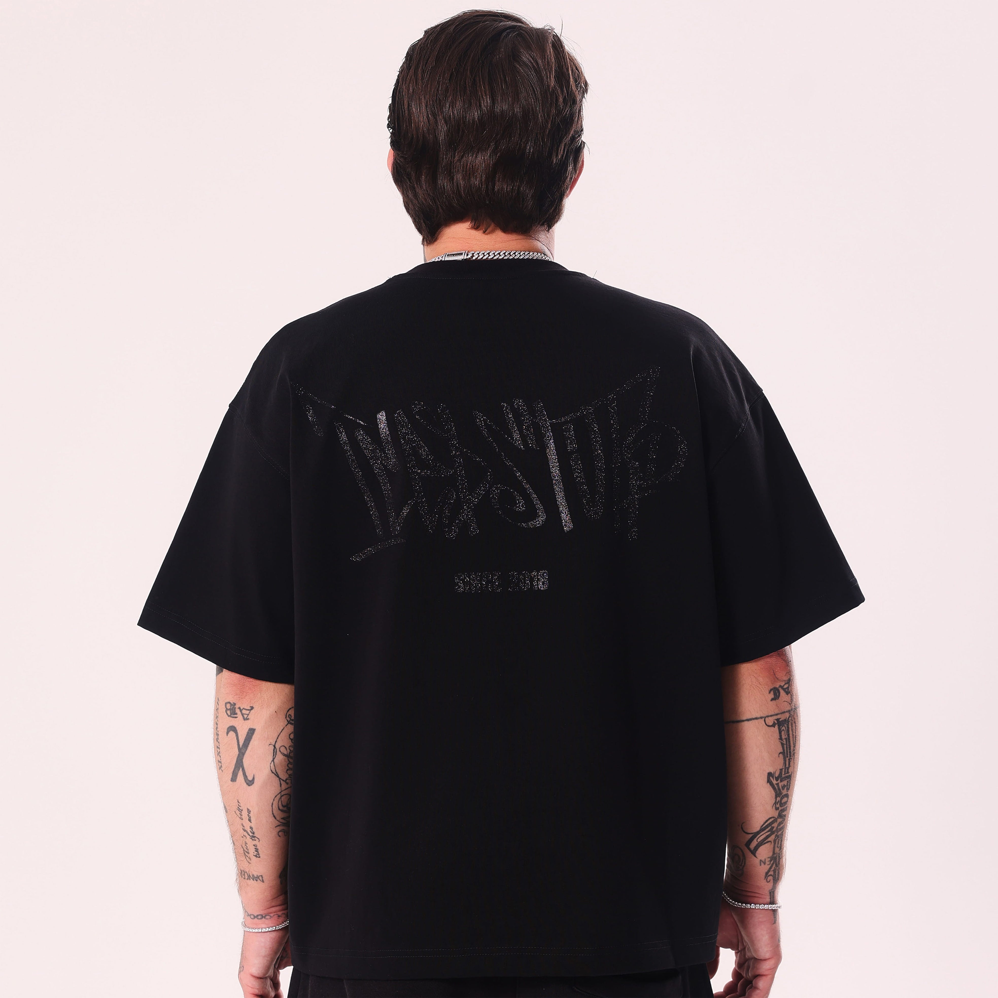 Crystal Graffiti Black Boxy Fit T-Shirt
