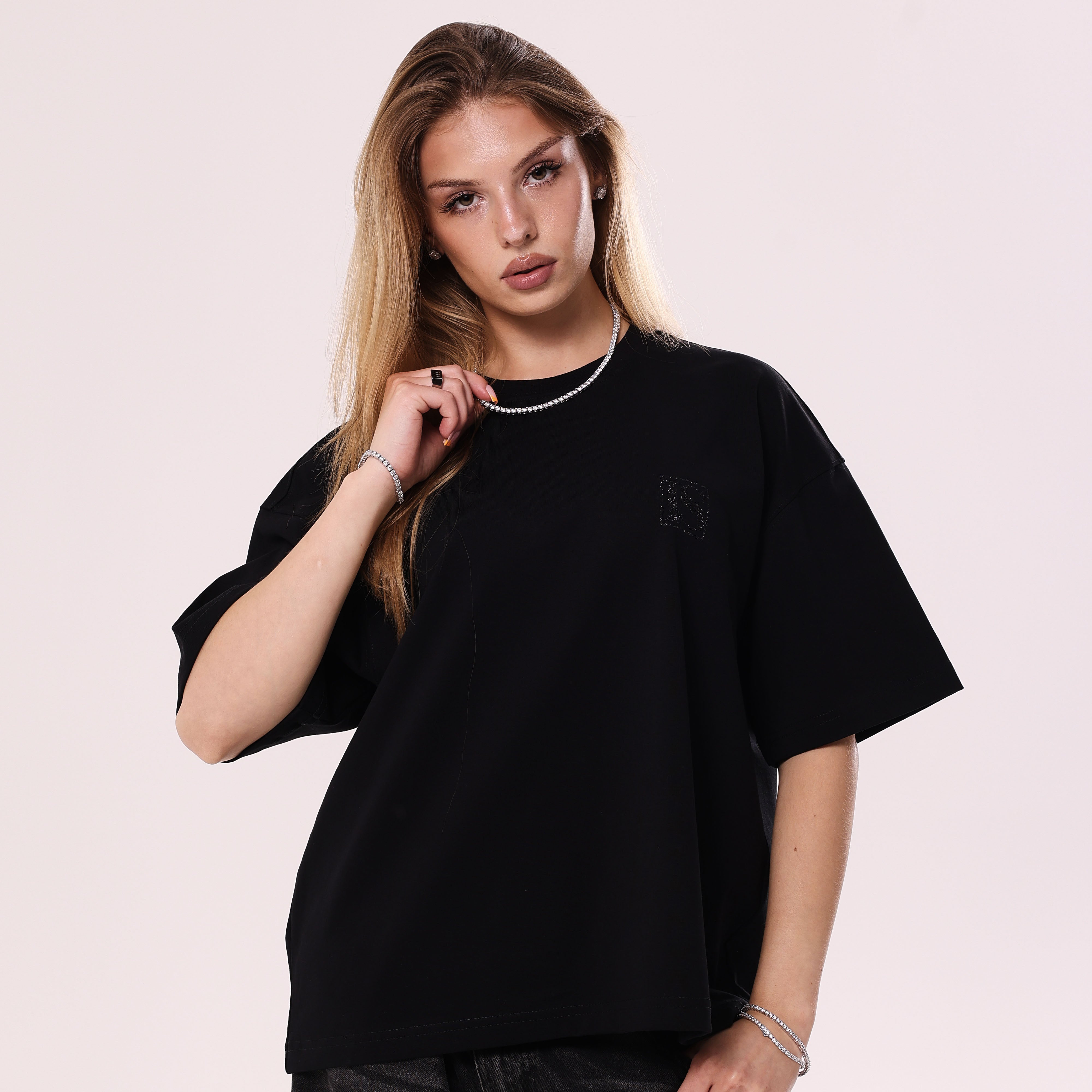 Crystal Graffiti Black Boxy Fit T-Shirt