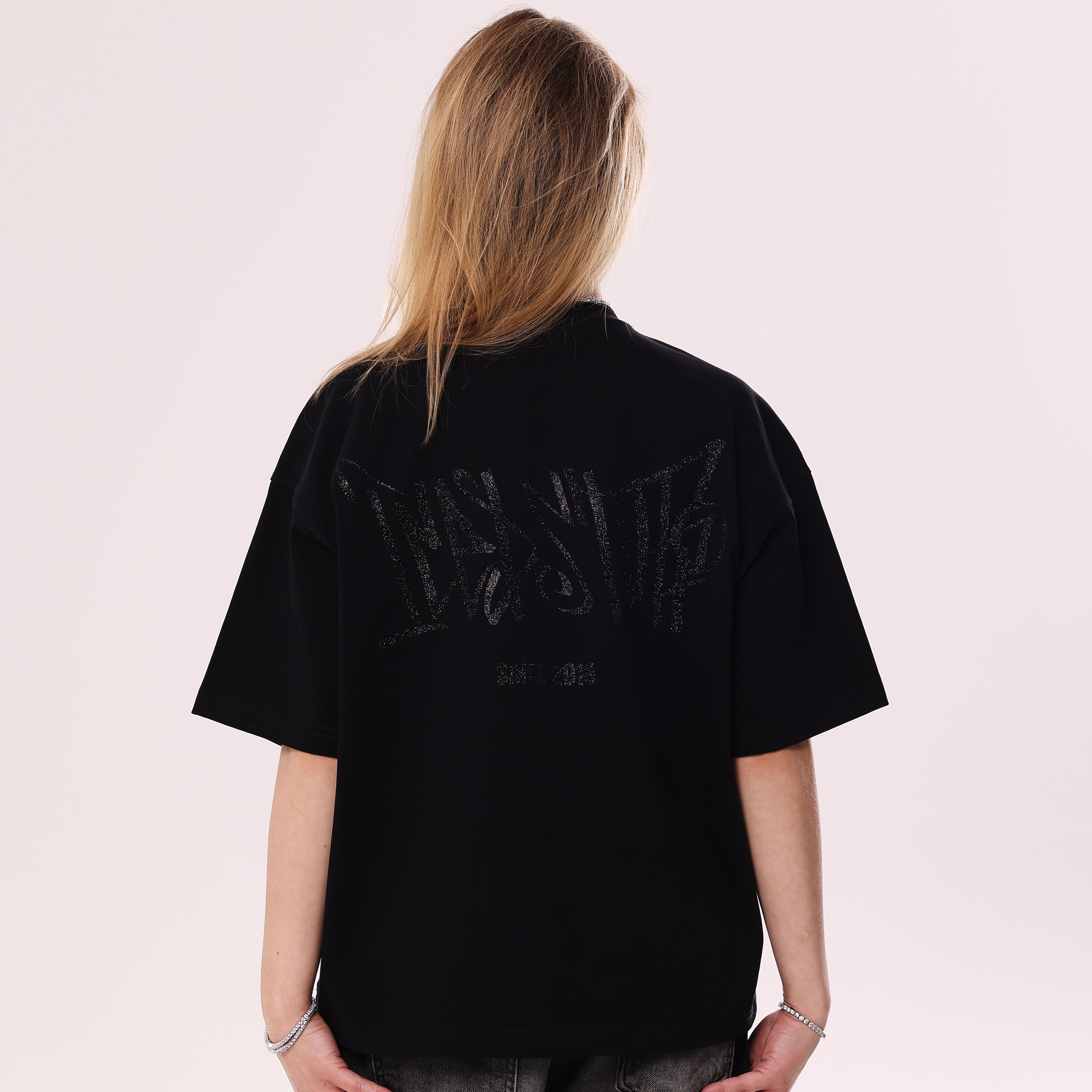 Crystal Graffiti Black Boxy Fit T-Shirt