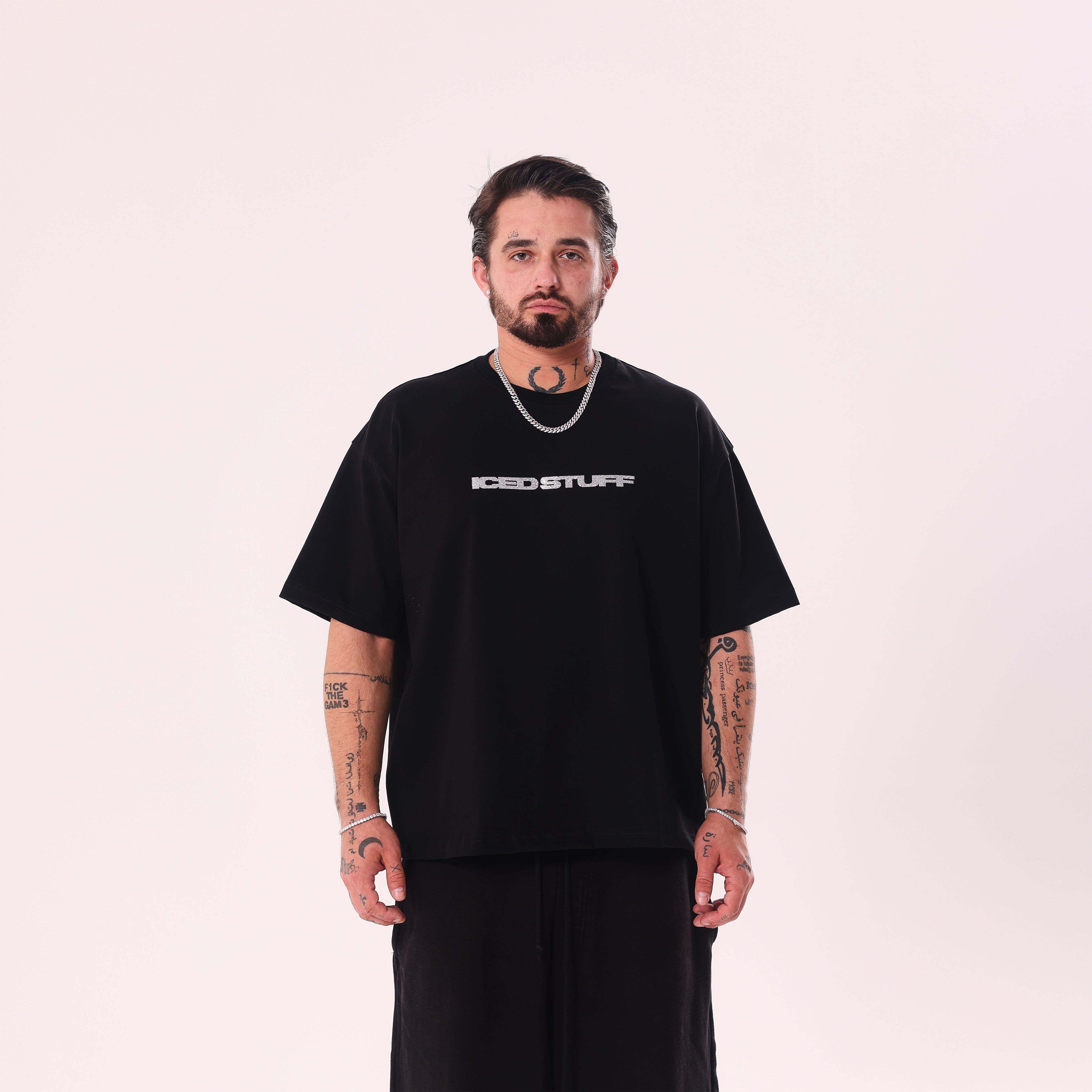 ICED STUFF Crystal Black Boxy Fit T-Shirt