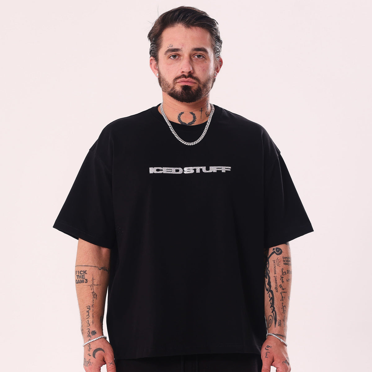 ICED STUFF Crystal Black Boxy Fit T-Shirt