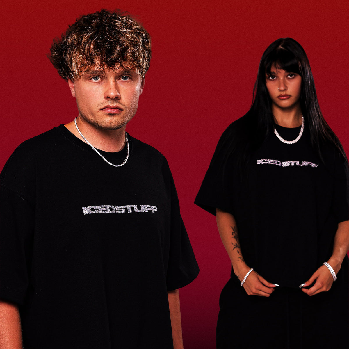 ICED STUFF Crystal Black Boxy Fit T-Shirt