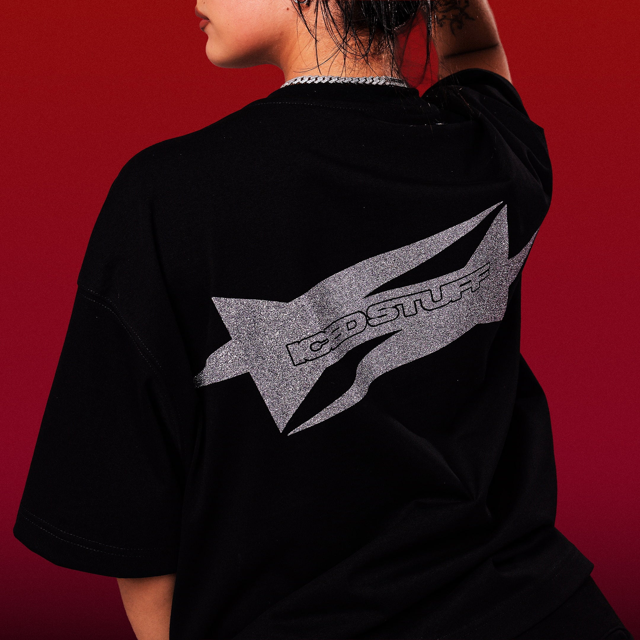 ICED STUFF Crystal Black Boxy Fit T-Shirt