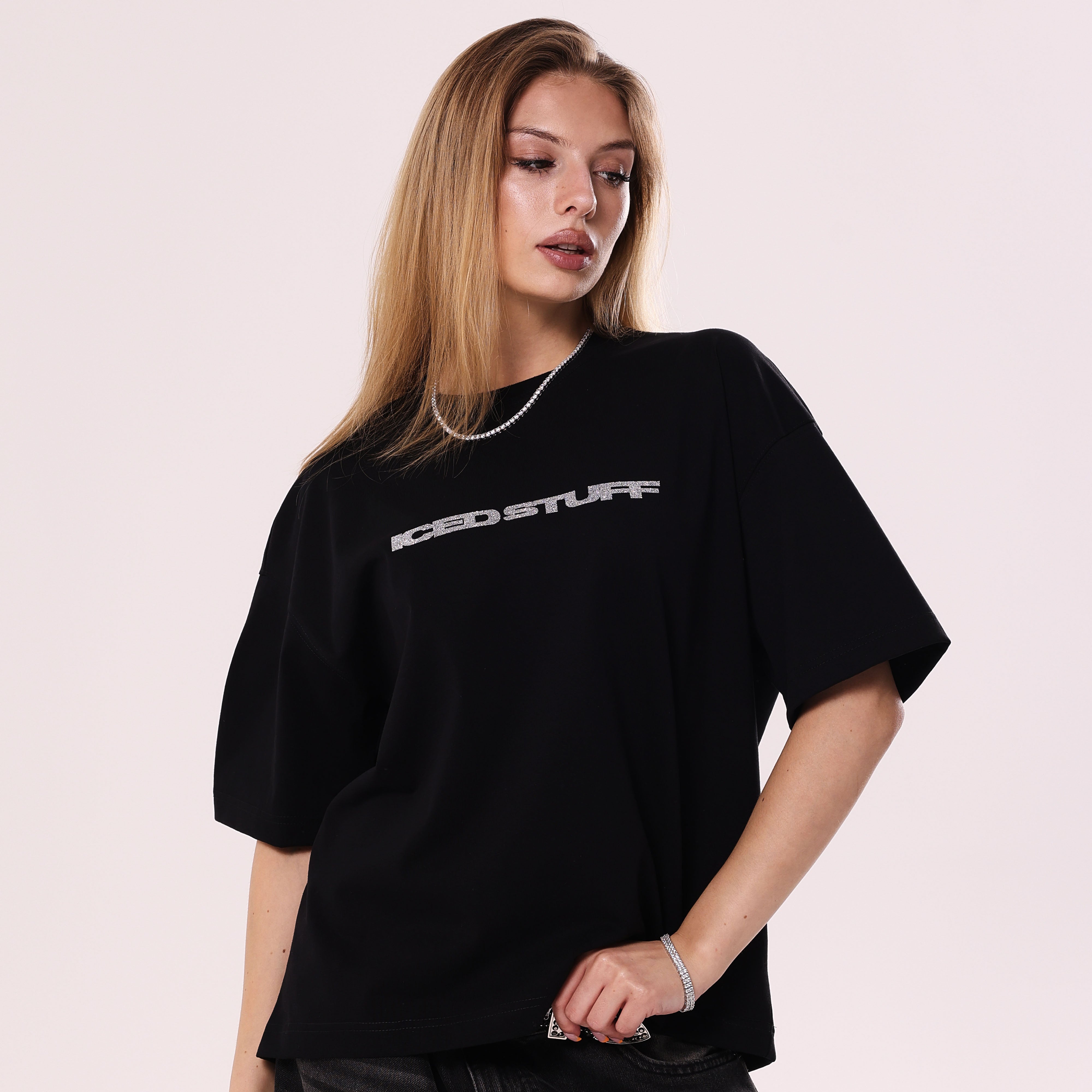 ICED STUFF Crystal Black Boxy Fit T-Shirt