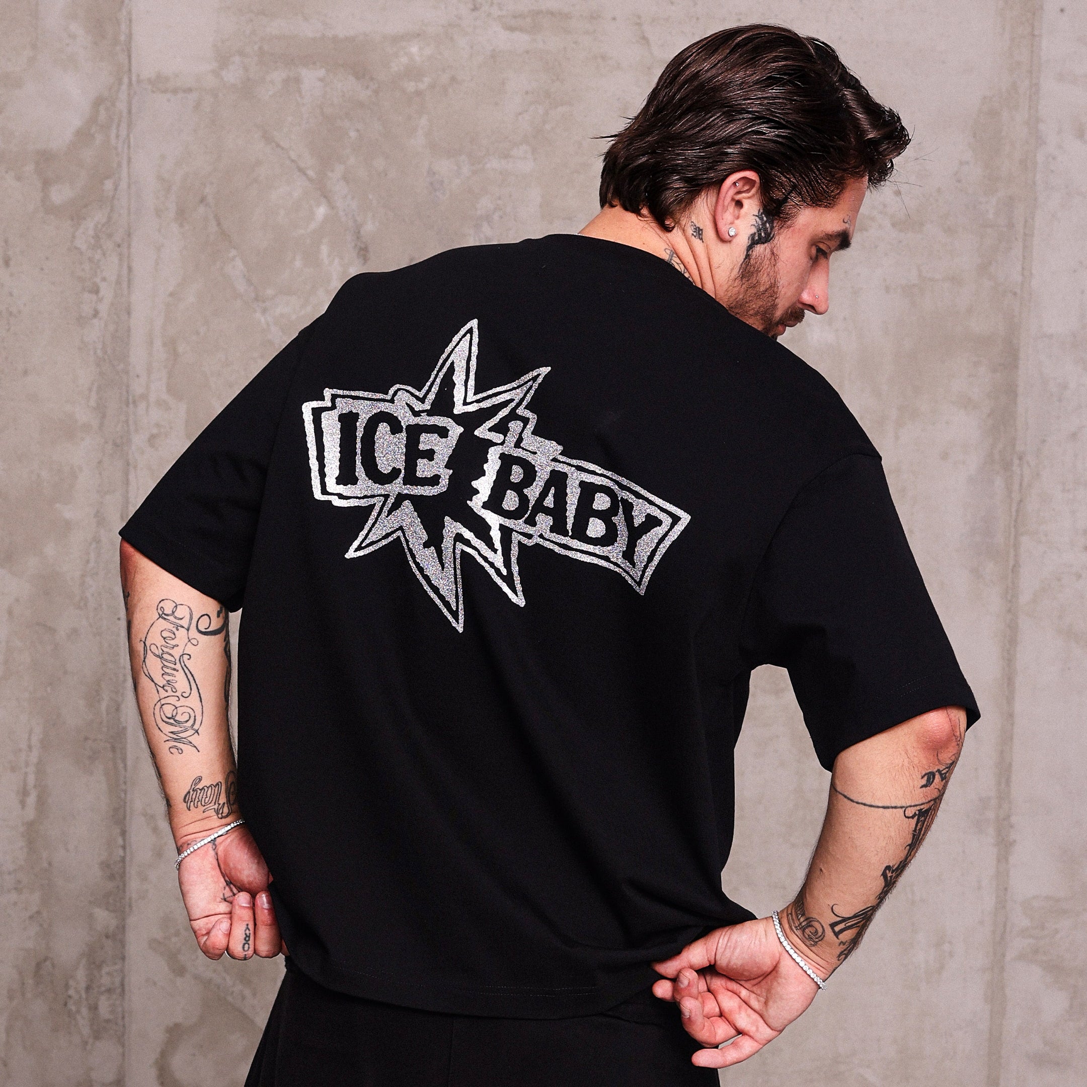 ICE BABY Crystal Black Boxy Fit T-Shirt