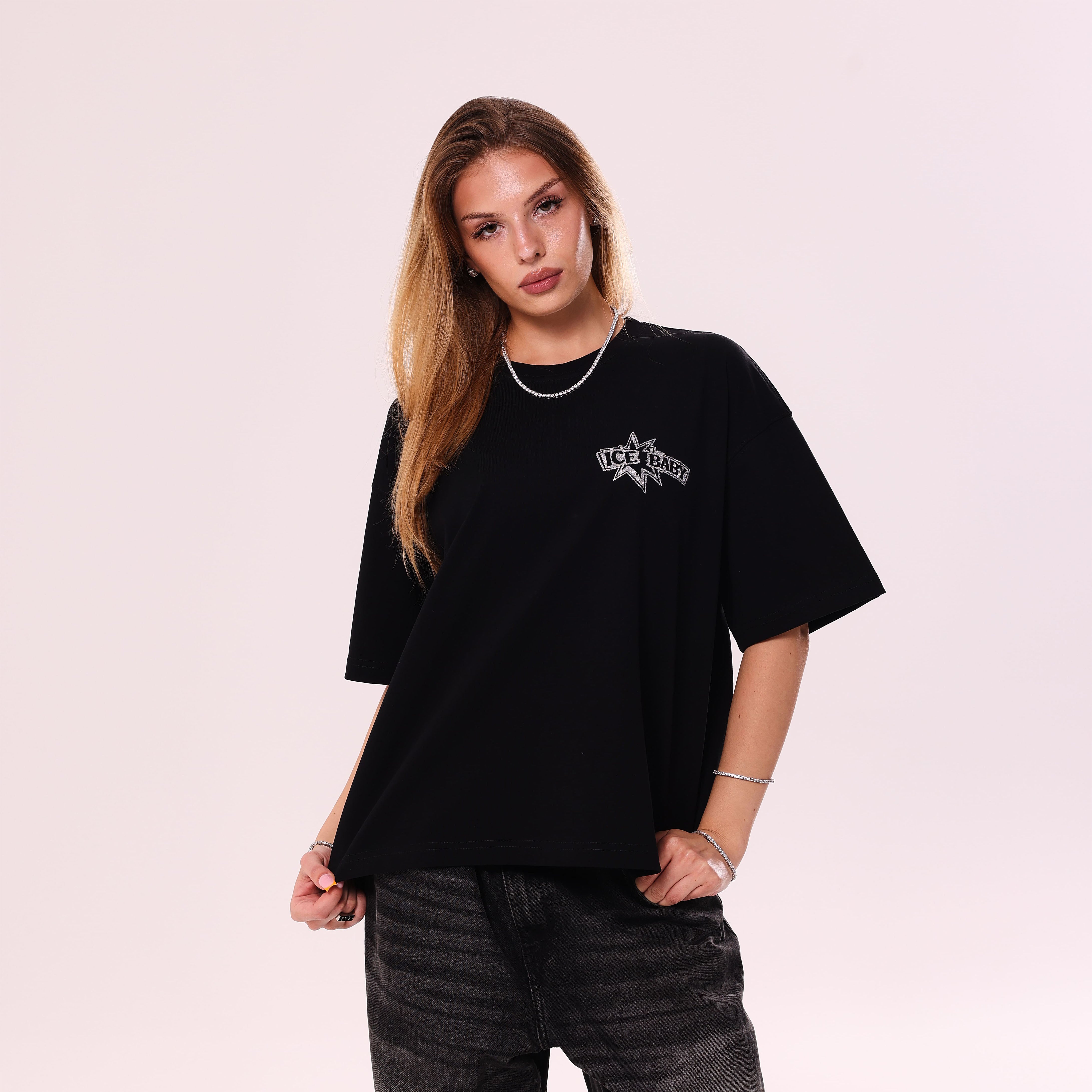 ICE BABY Crystal Black Boxy Fit T-Shirt