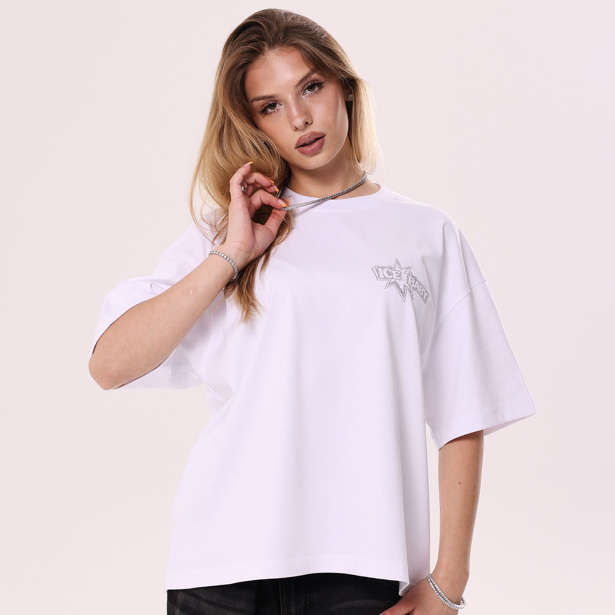 ICE BABY Crystal White Boxy Fit T-Shirt