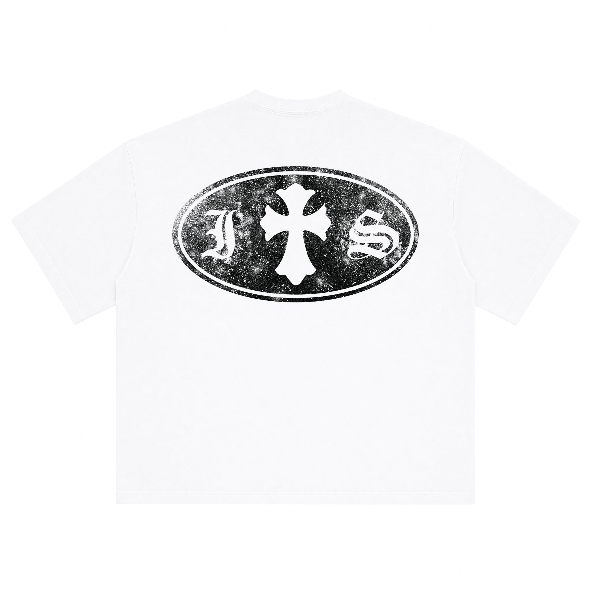 IS Gothic Cross White Boxy Fit T-Shirt