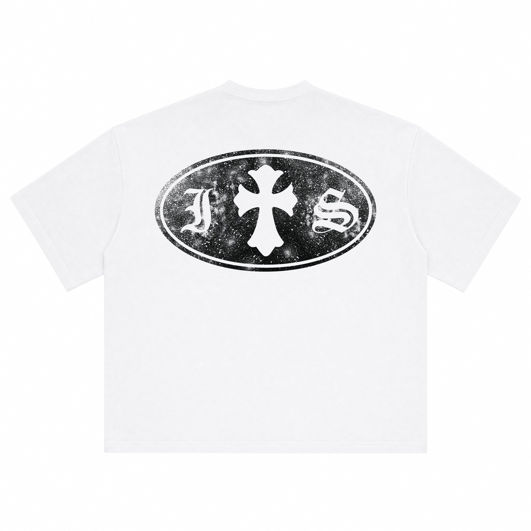 IS Gothic Cross White Boxy Fit T-Shirt