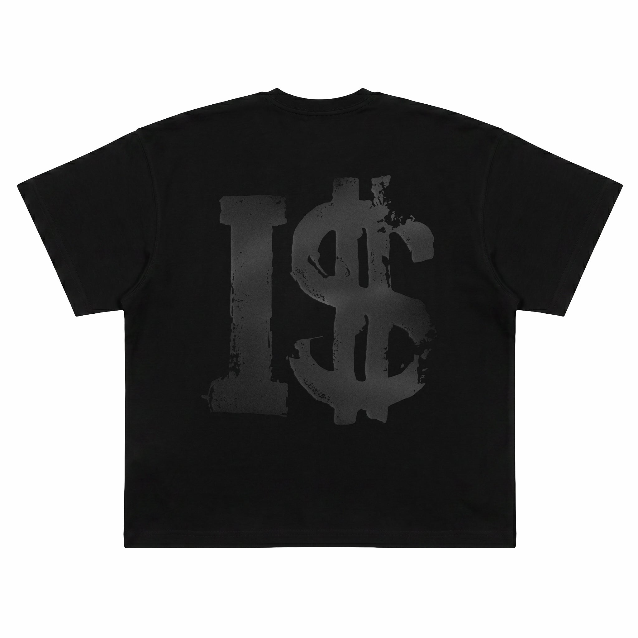 I$ Leather Print Black Boxy Fit T-Shirt