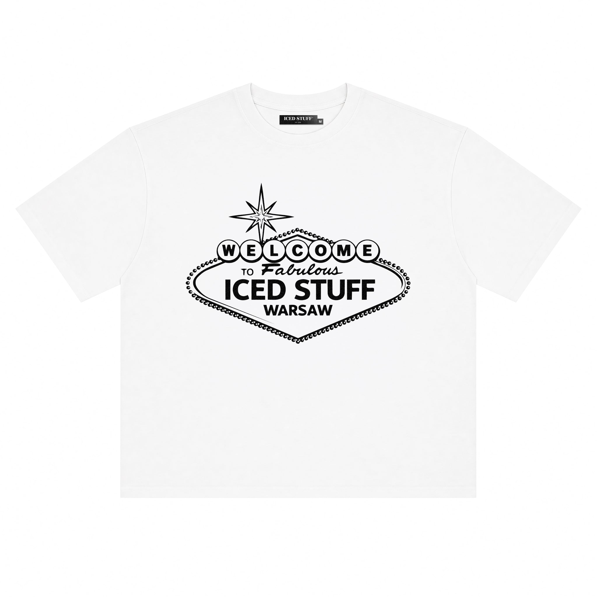 Welcome to ICED STUFF White Boxy Fit T-Shirt