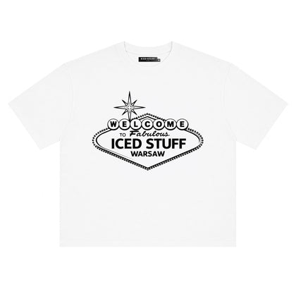 Welcome to ICED STUFF White Boxy Fit T-Shirt