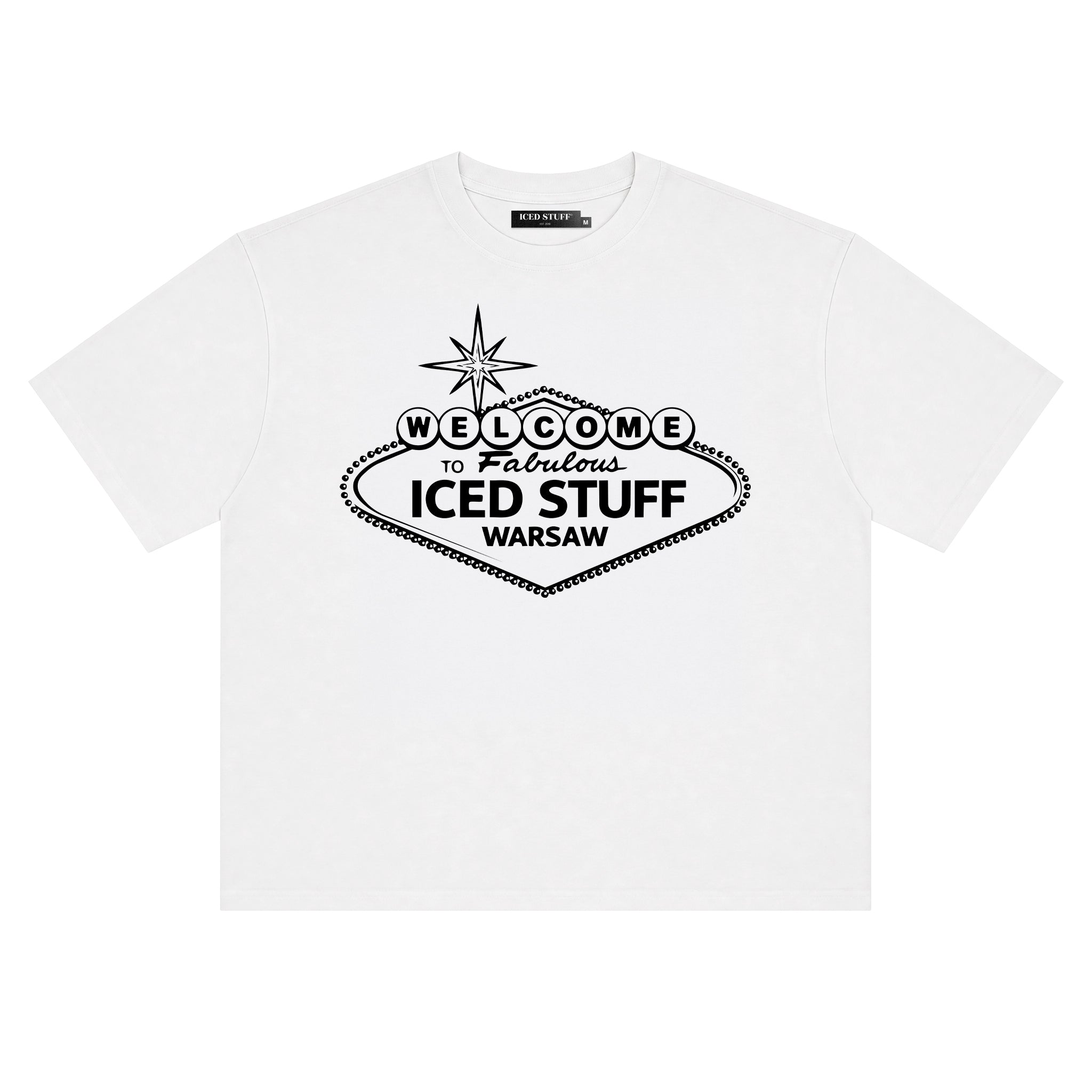Welcome to ICED STUFF White Boxy Fit T-Shirt