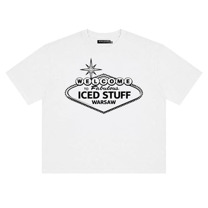 Welcome to ICED STUFF White Boxy Fit T-Shirt
