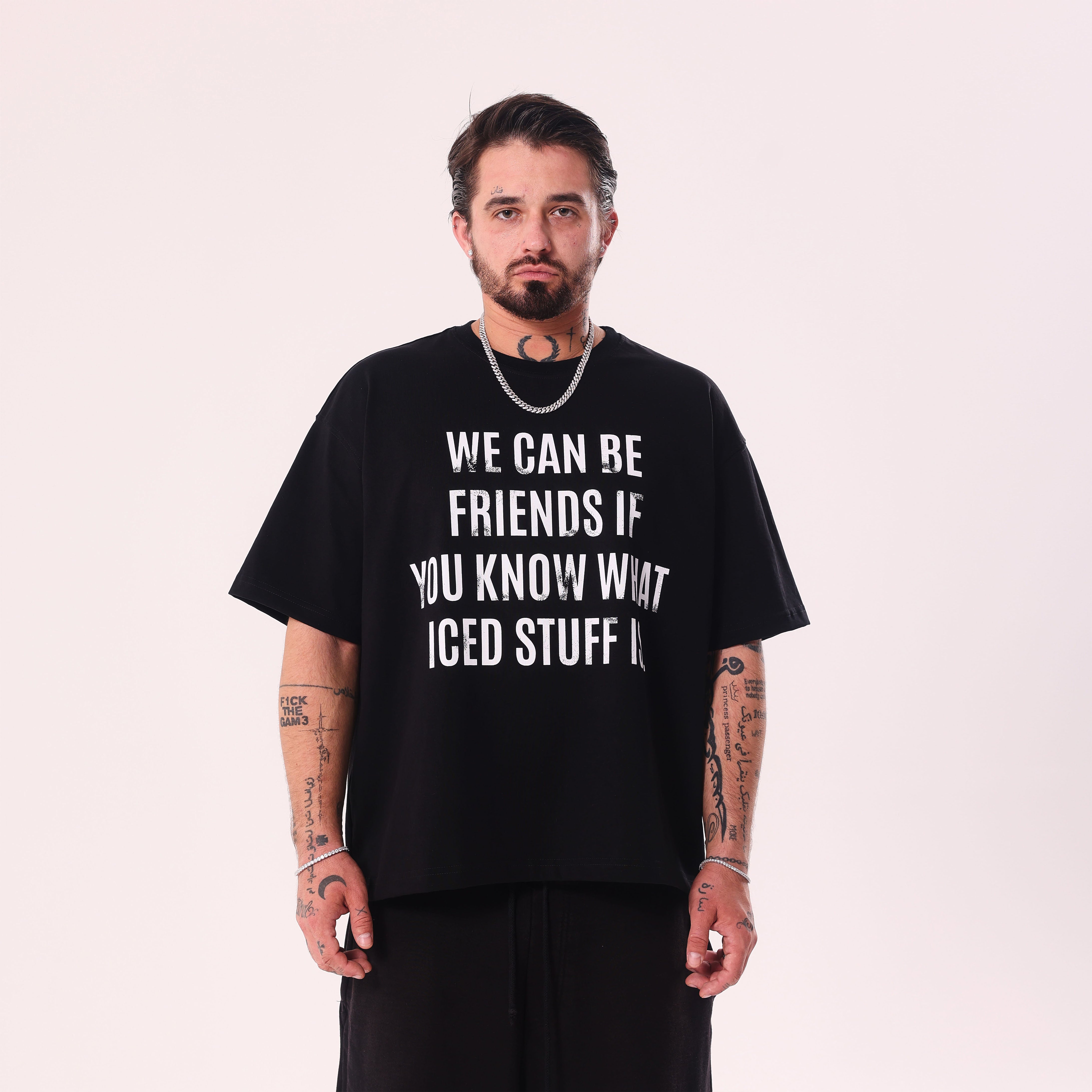 We Can Be Friends Black Boxy Fit T-Shirt