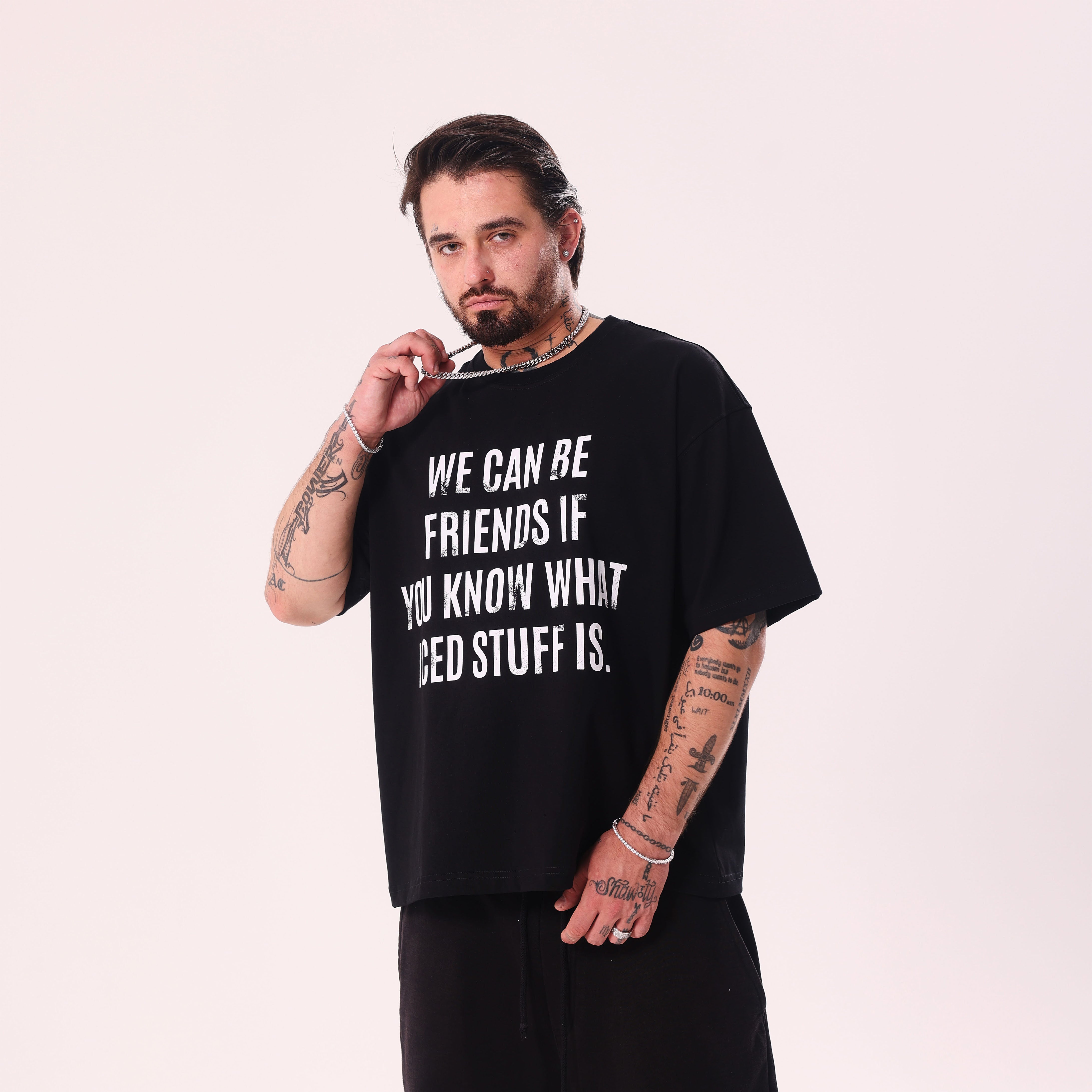 We Can Be Friends Black Boxy Fit T-Shirt