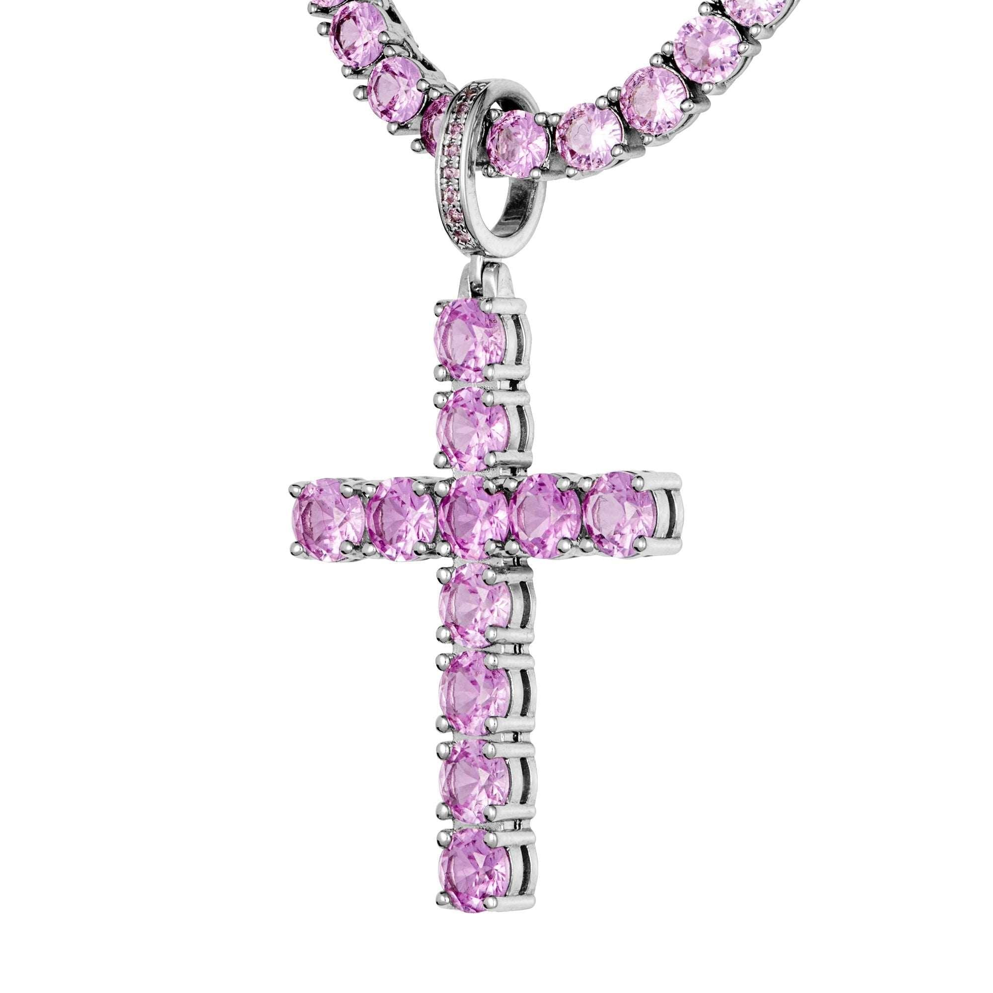 Pink Diamond Cross White Gold