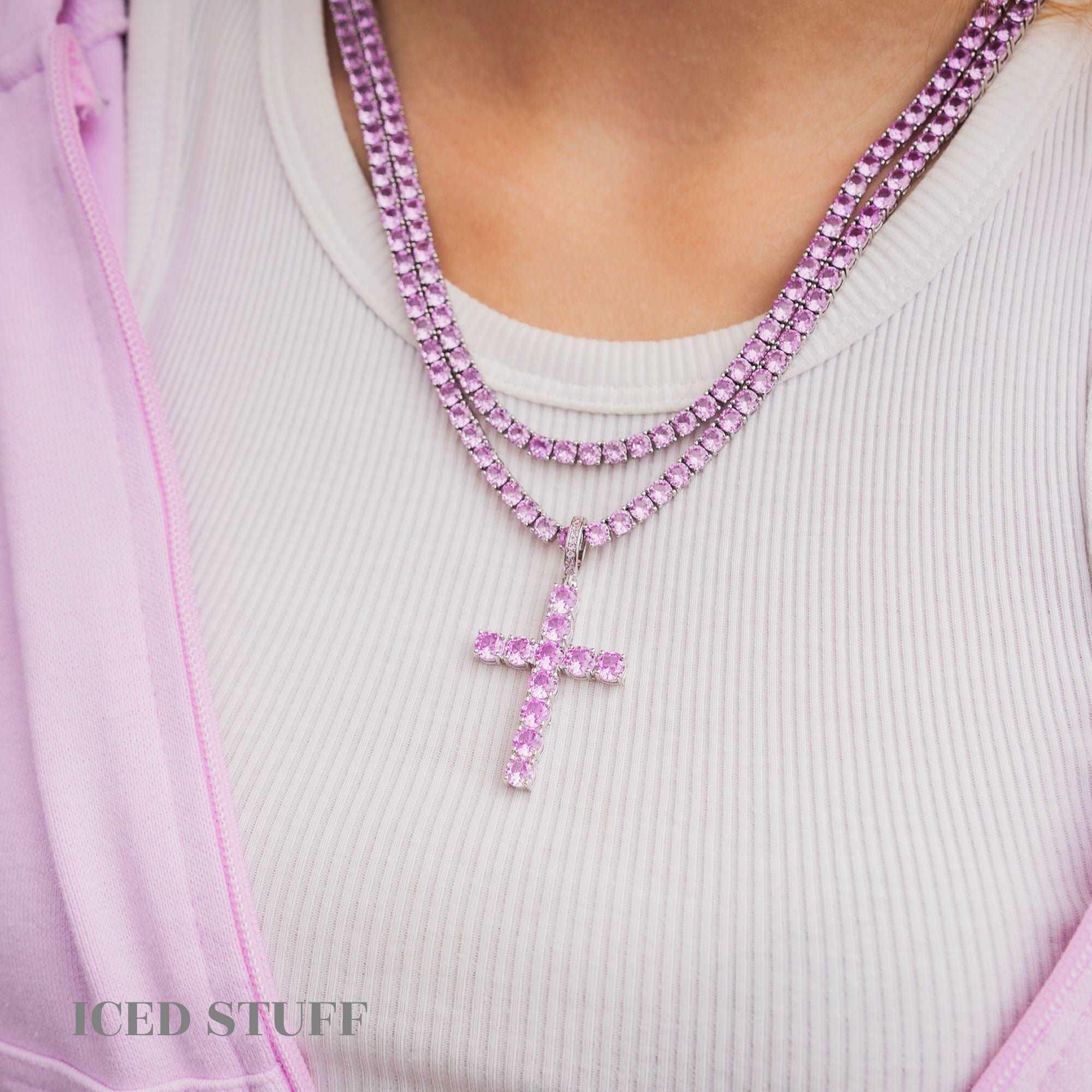 Pink Diamond Cross White Gold