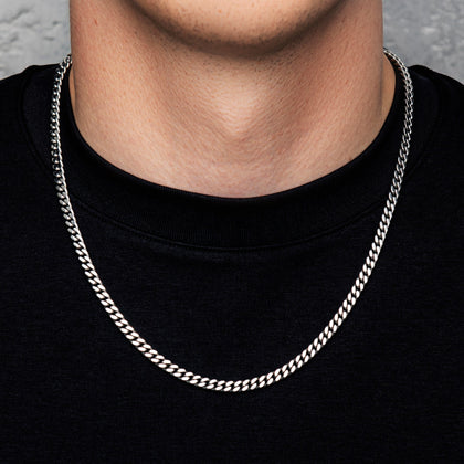 Curb Cuban Link Chain 5mm White Gold