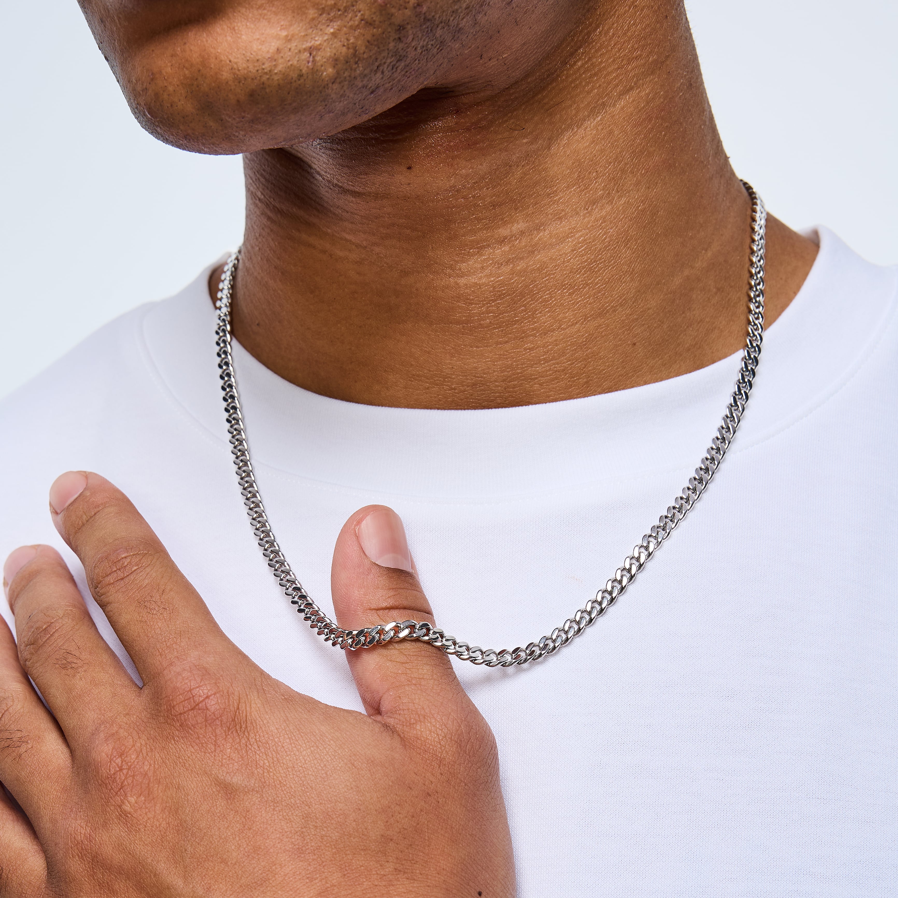 Curb Cuban Link Chain 5mm White Gold