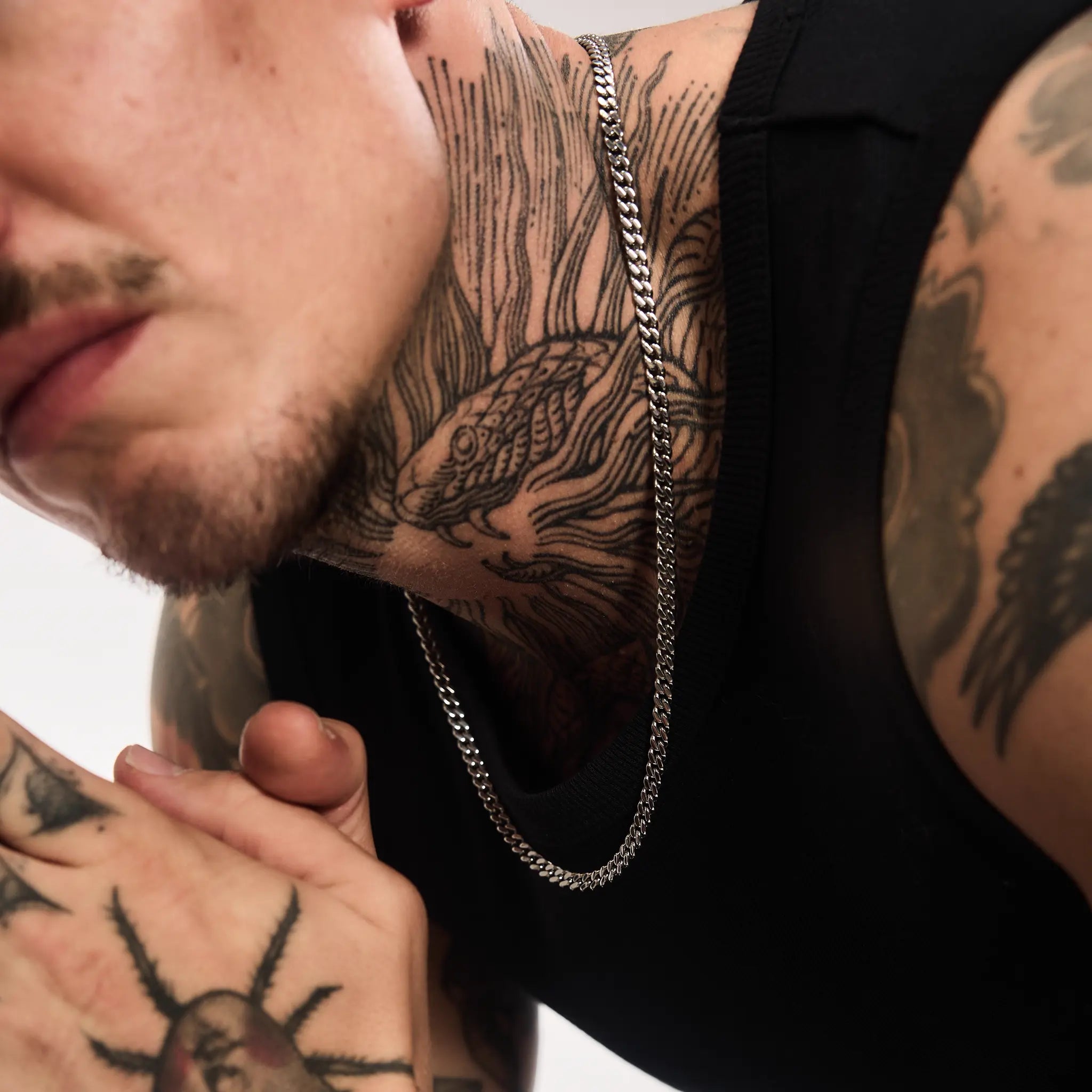 Curb Cuban Link Chain 5mm White Gold