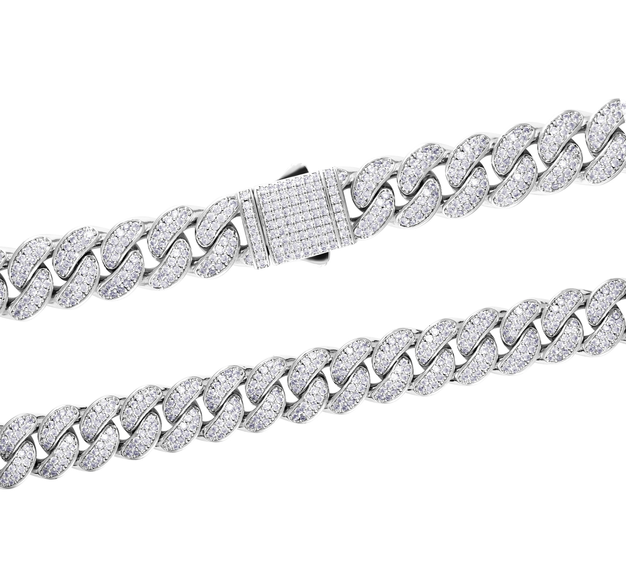 Diamond Cuban Link 12mm Chain White Gold