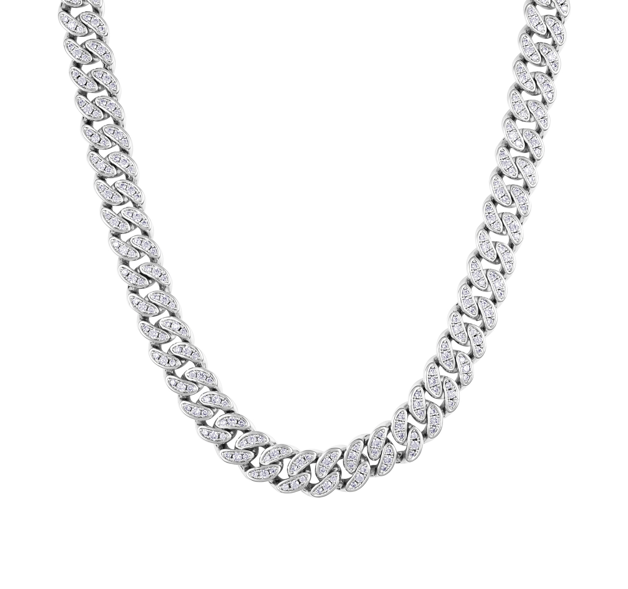 Diamond Cuban Link 8mm Chain White Gold