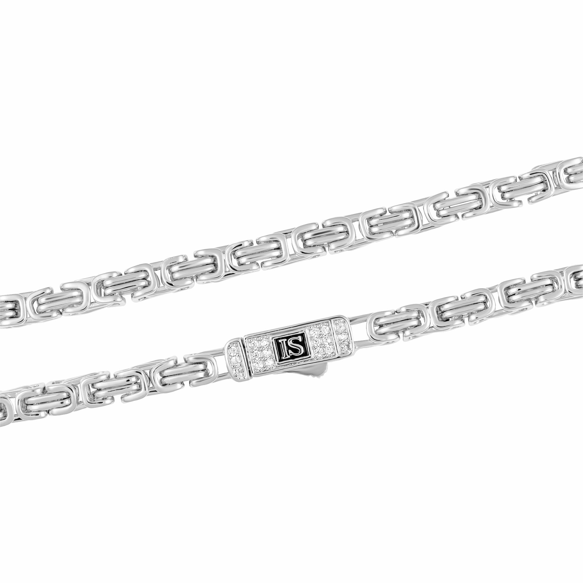 Chaîne Royale 4 mm Fermoir Diamant Or Blanc