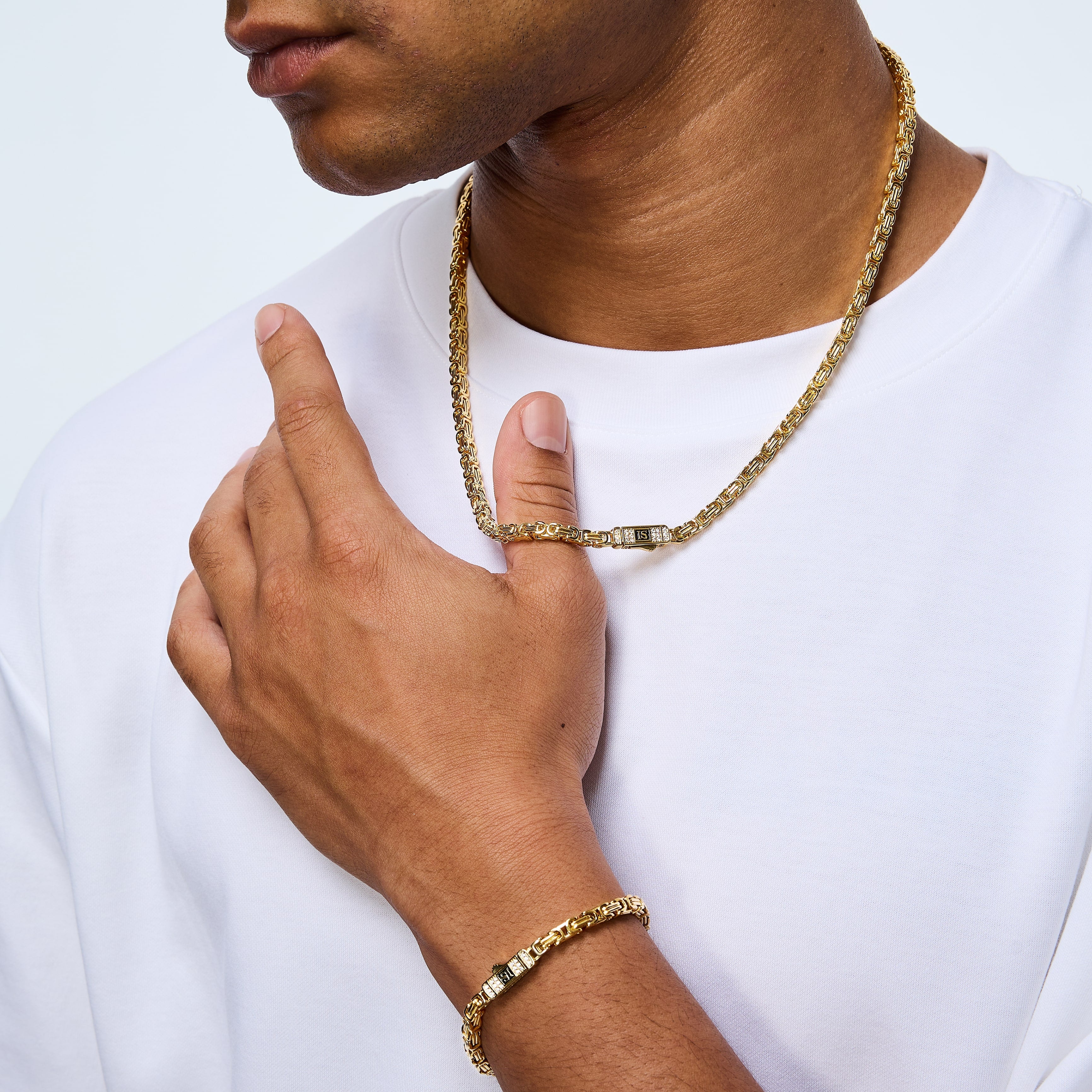 Byzantine Chain 4mm Diamond Clasp Gold