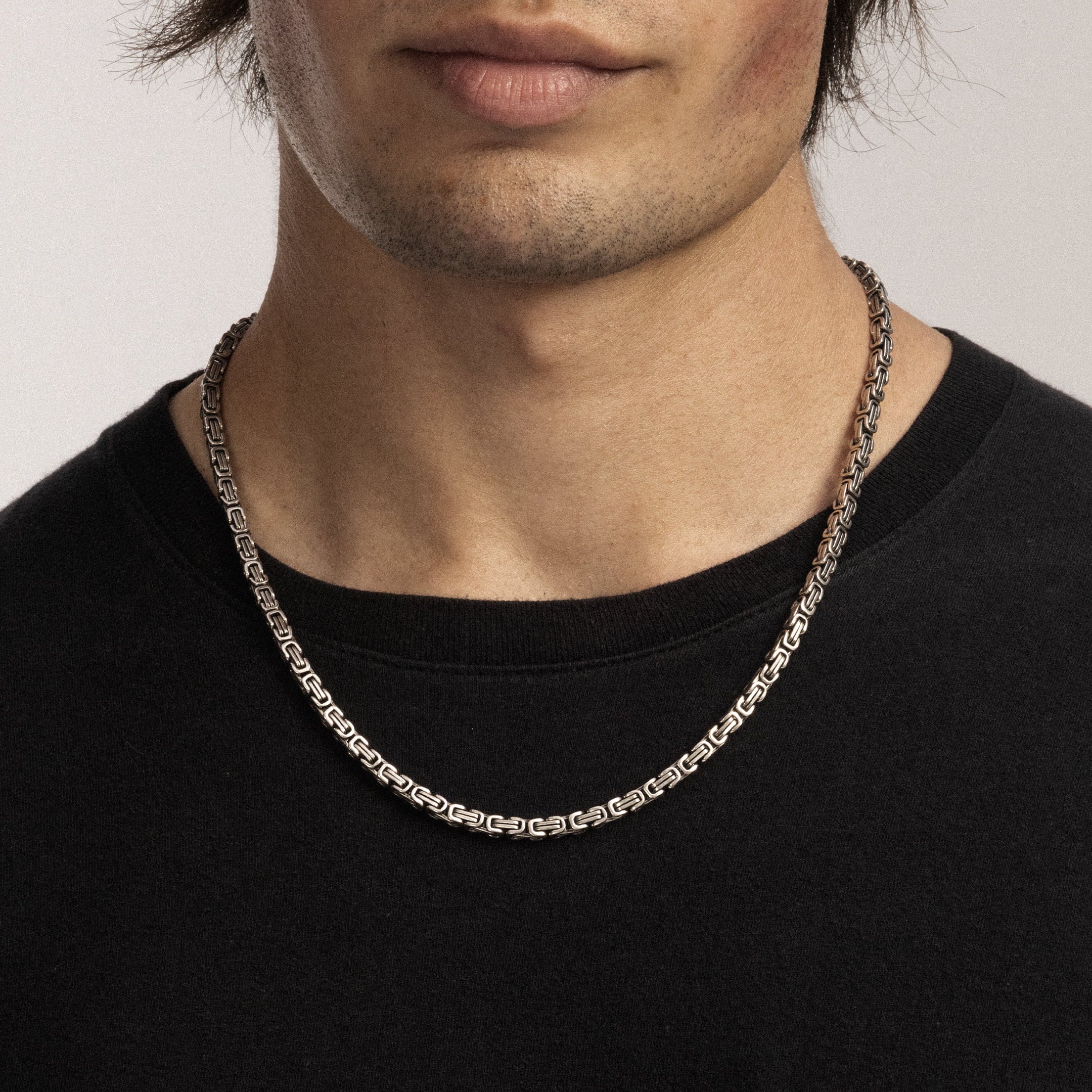 Byzantine 4mm RAW Chain White Gold