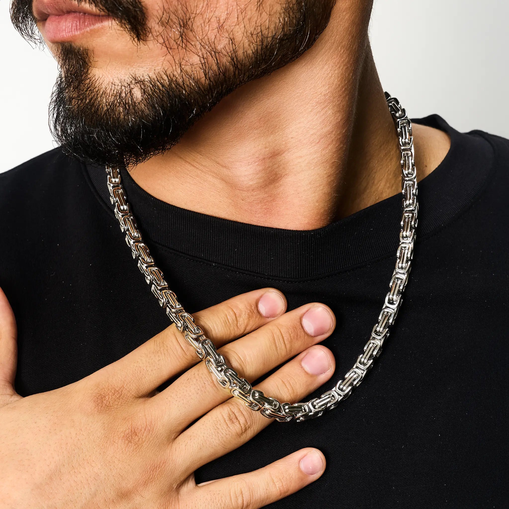 Byzantine Chain 7mm White Gold