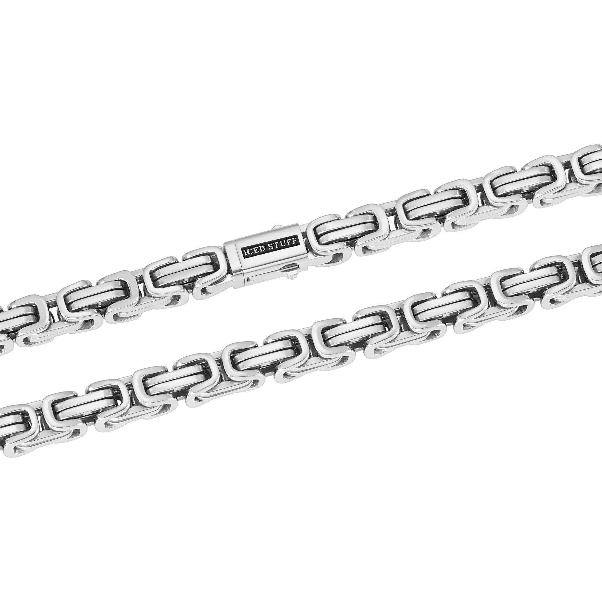 Byzantine Chain 8mm White Gold