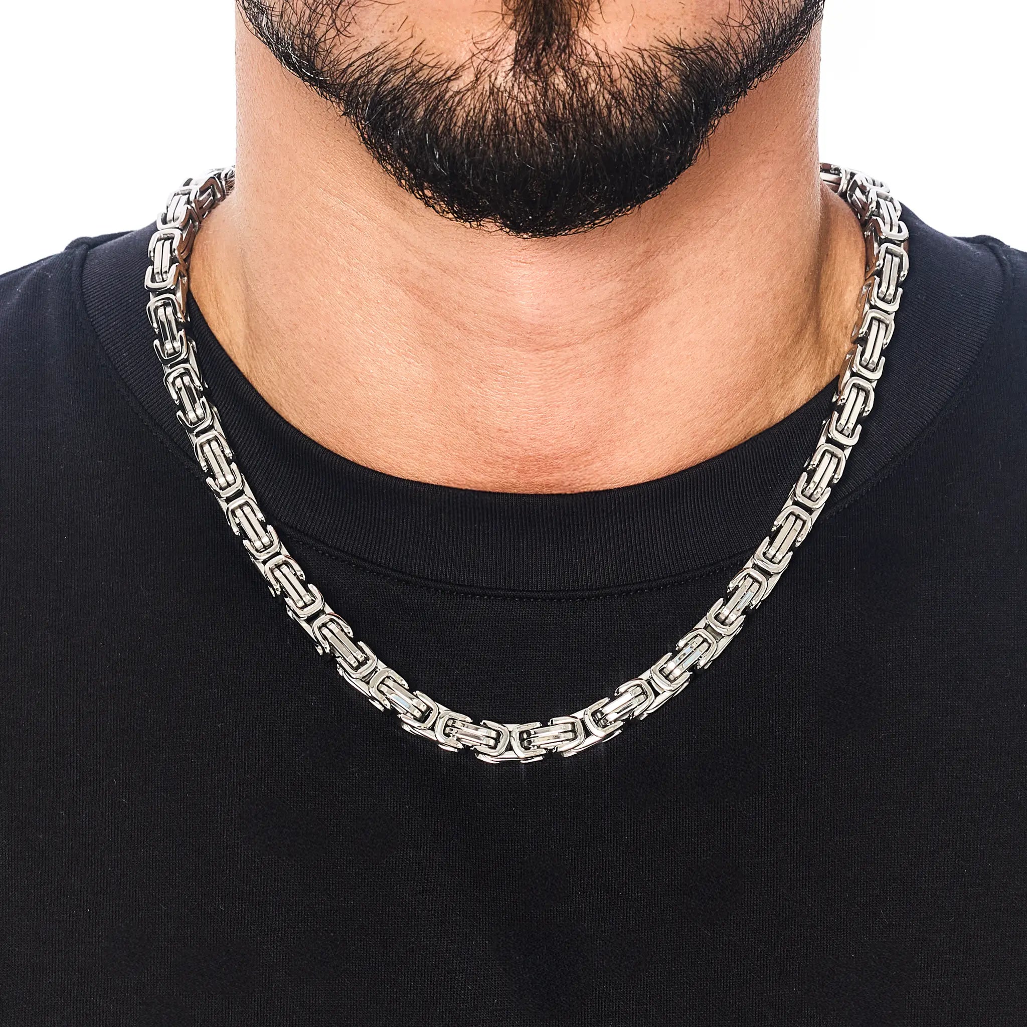 Byzantine Chain 8mm White Gold