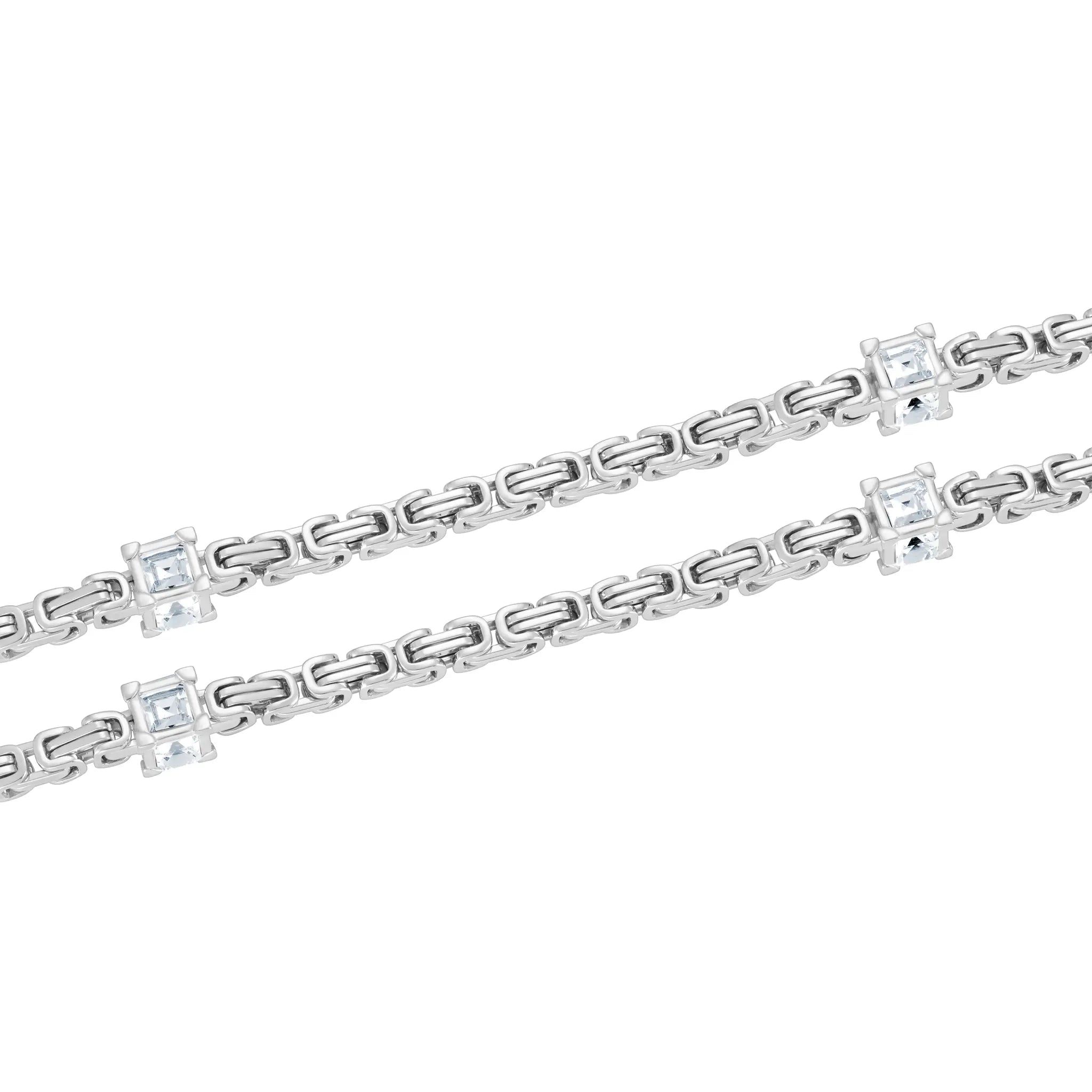 Byzantine Diamond Cube Bracelet 4mm White Gold