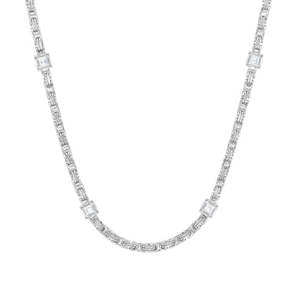 Byzantine Diamond Cube Chain 4mm White Gold