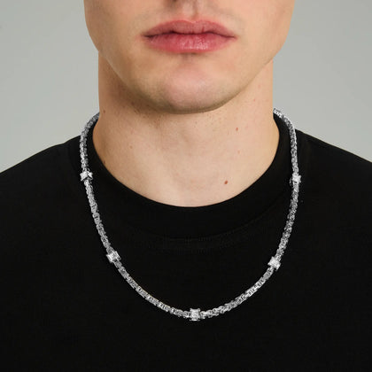 Byzantine Diamond Cube Chain 4mm White Gold