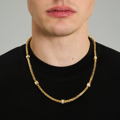 Byzantine Diamond Cube Chain 4mm Gold