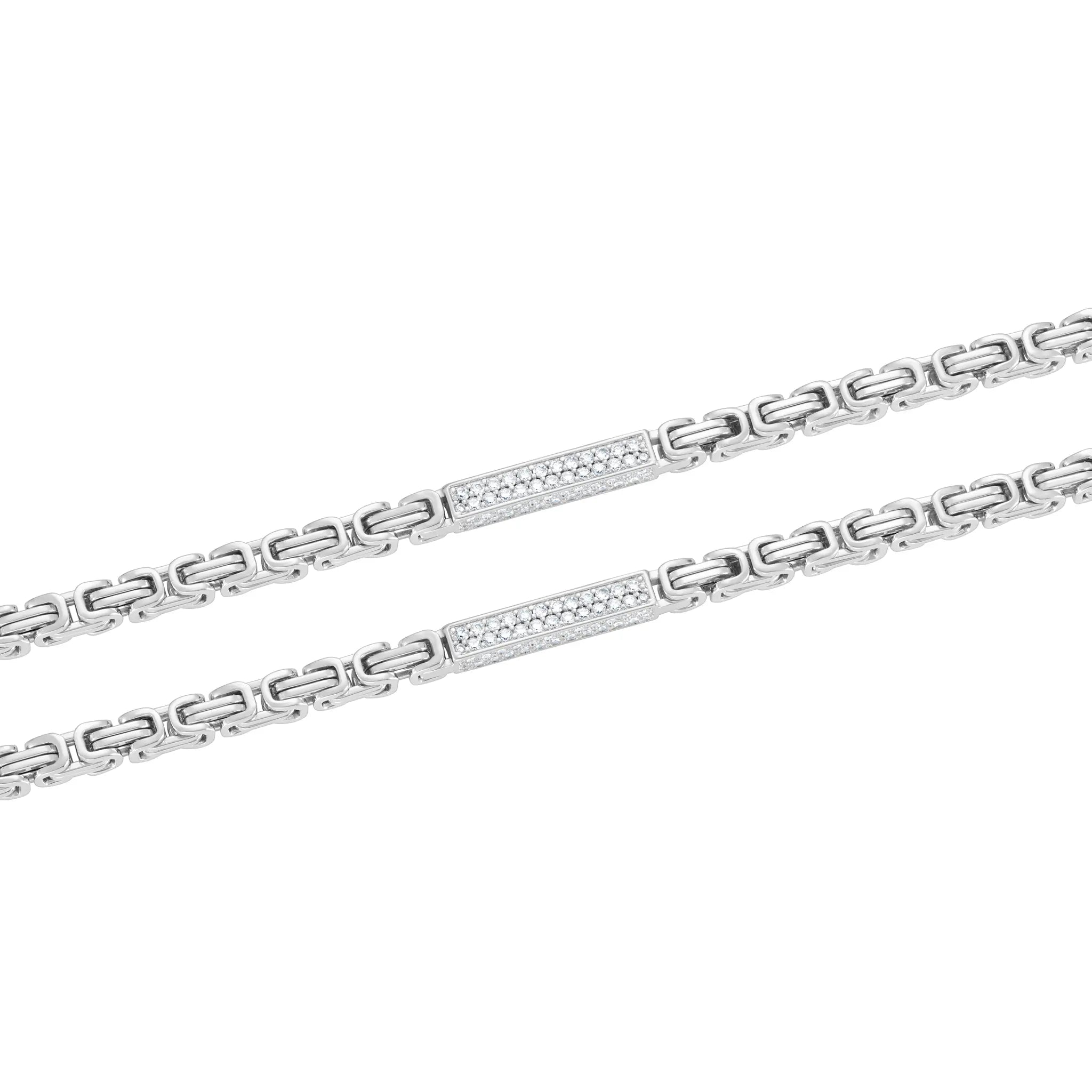 Byzantine Iced Chain 4mm White Gold