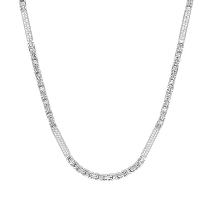 Byzantine Iced Chain 4mm White Gold