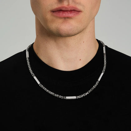 Byzantine Iced Chain 4mm White Gold