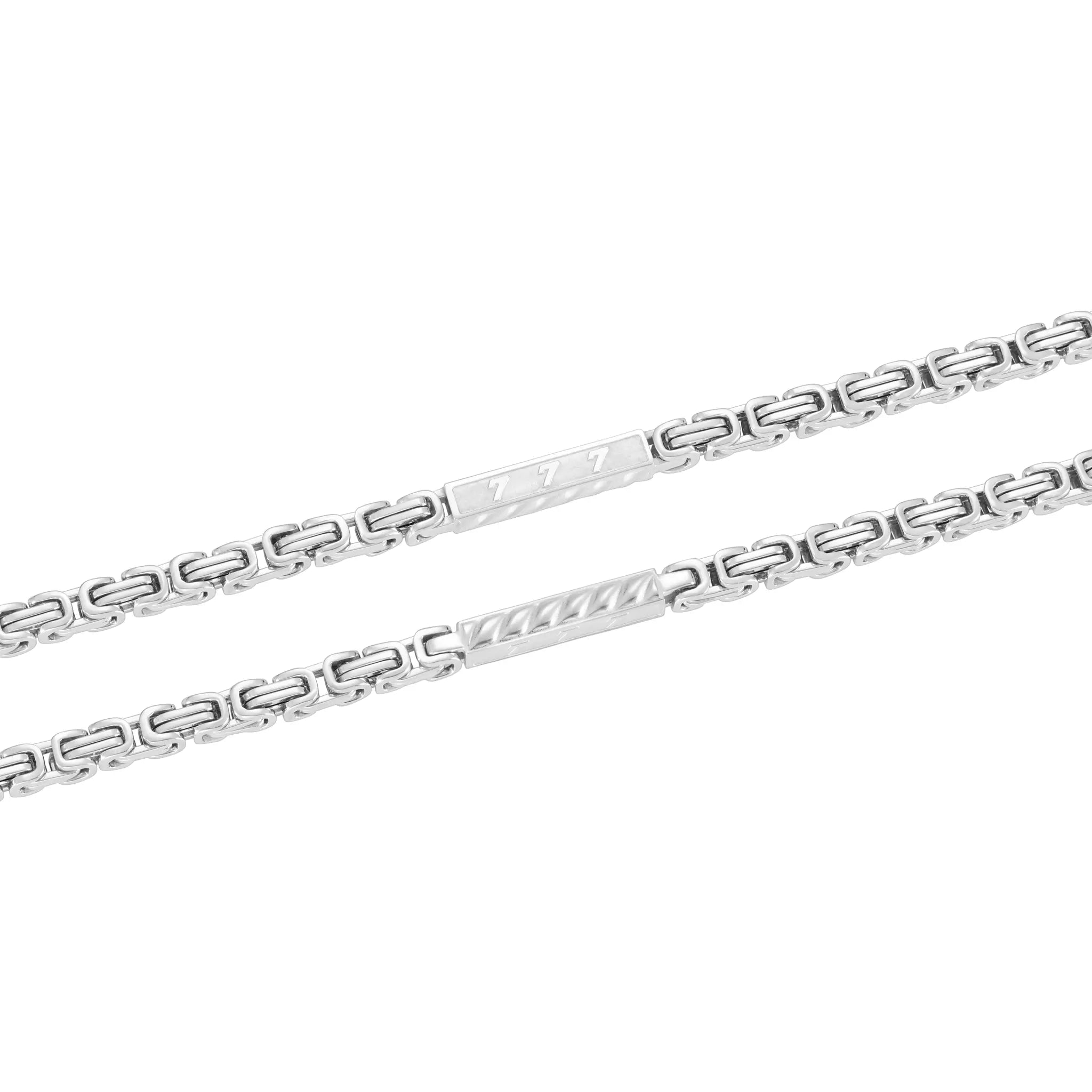 Lucky 777 Byzantine Chain 4mm White Gold