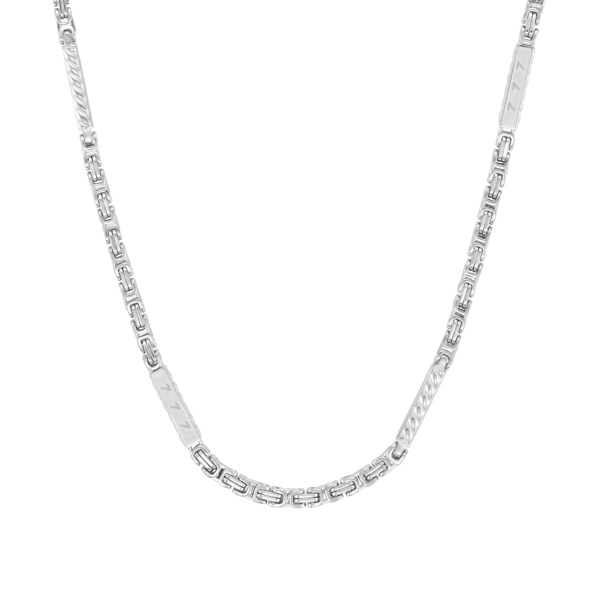 Lucky 777 Byzantine Chain 4mm White Gold