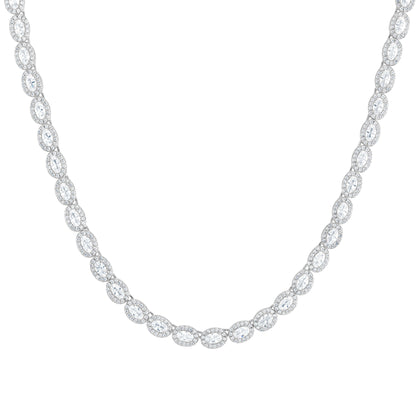 Chaîne de tennis ovale à grappes de 6 mm en or blanc