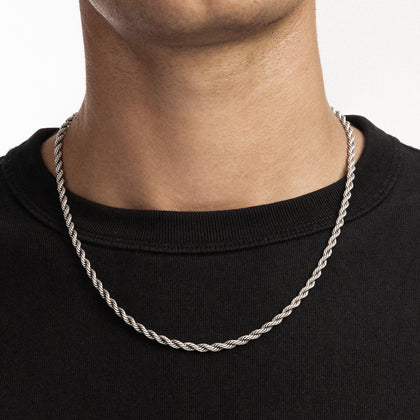 Rope 4mm RAW Chain White Gold